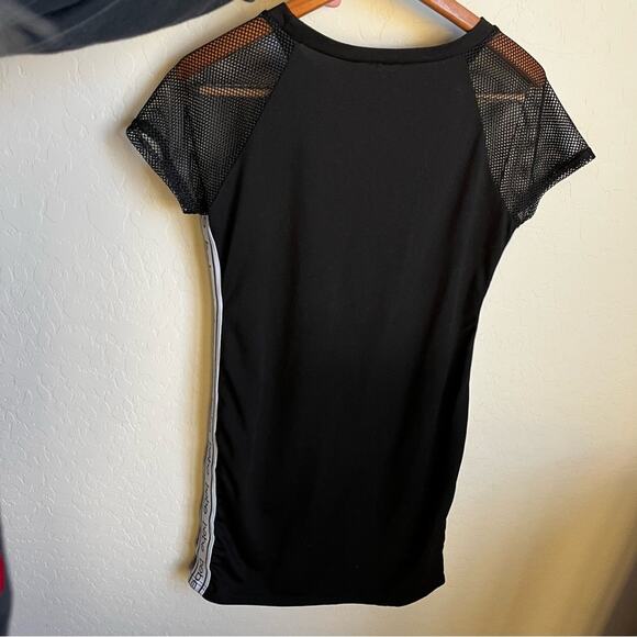 BEBE mesh sleeve sporty bling embellished logo black athletic stripe XL - Picture 4 of 8